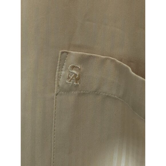 Stacy Adams Mens Long Sleeve Striped Dress Shirt Size 16 34/35 Beige Polyester - Picture 15 of 16